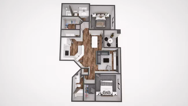 2 Beds • 2 Bath 2040 floor plan